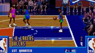 nba jam match featuring Lakers vs Dallas
