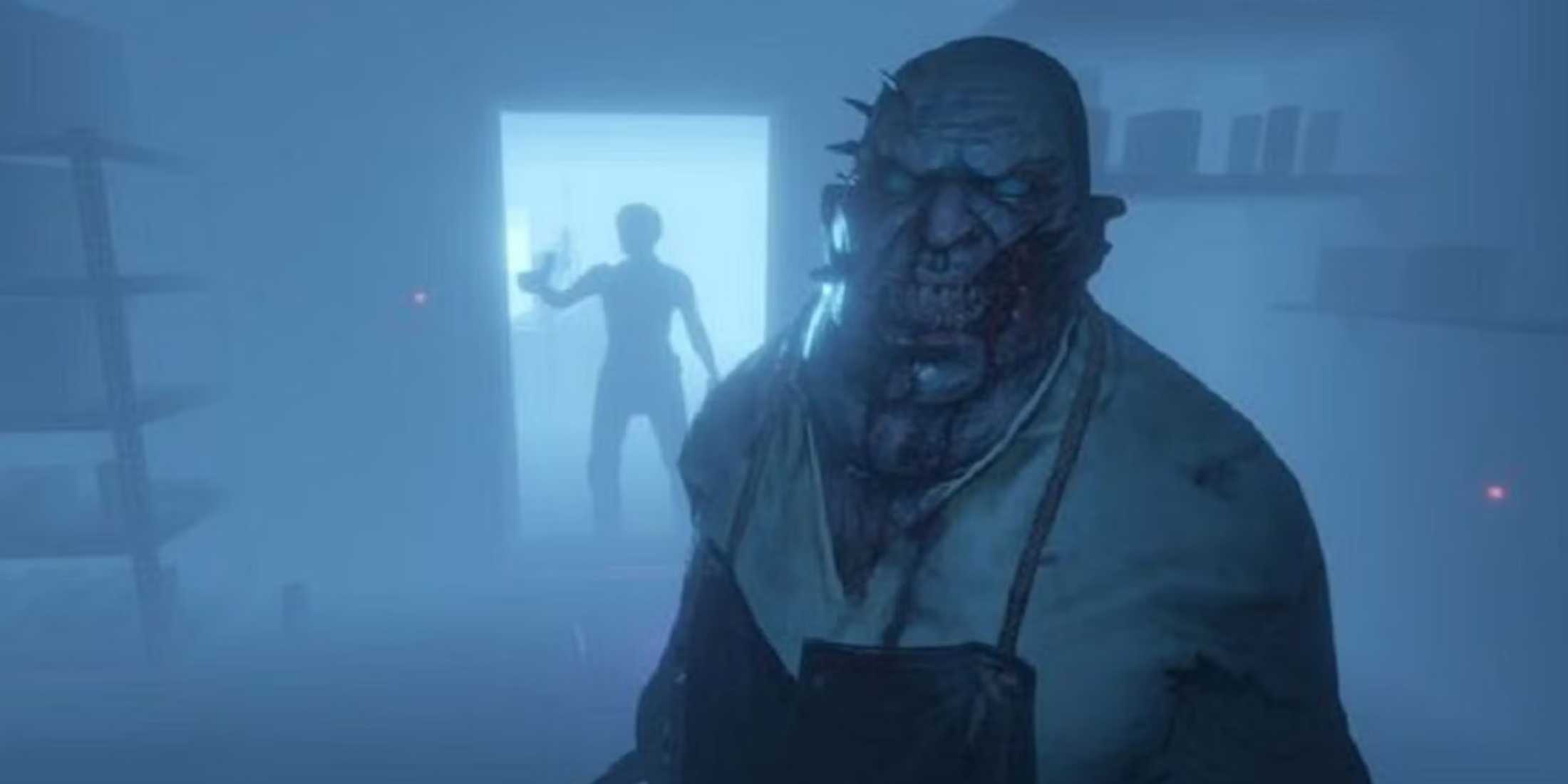 Screenshot from Phasmophobia video game of ghost with spikes coming out of his head and a bloody face.
