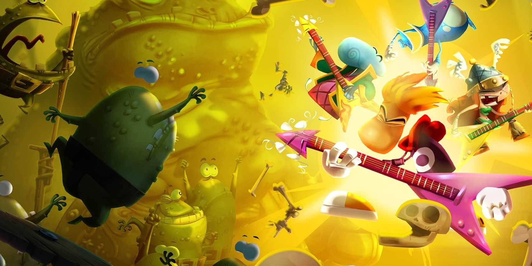 Rayman playing a guitar