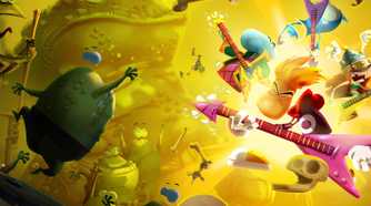 Rayman playing a guitar