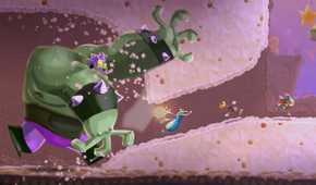 Rayman running from a boss