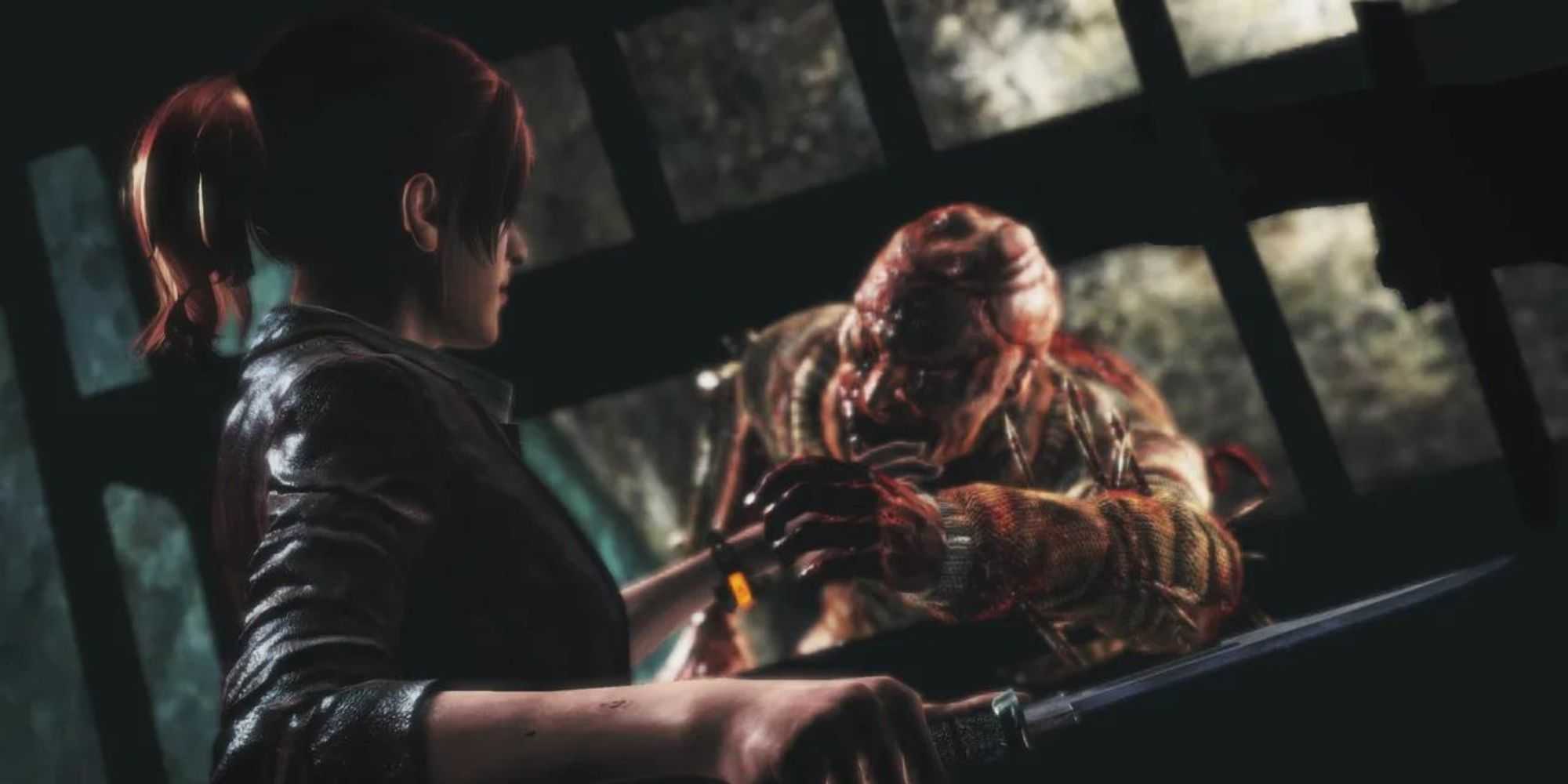 Jill being grabbed by a monster in Resident Evil 3