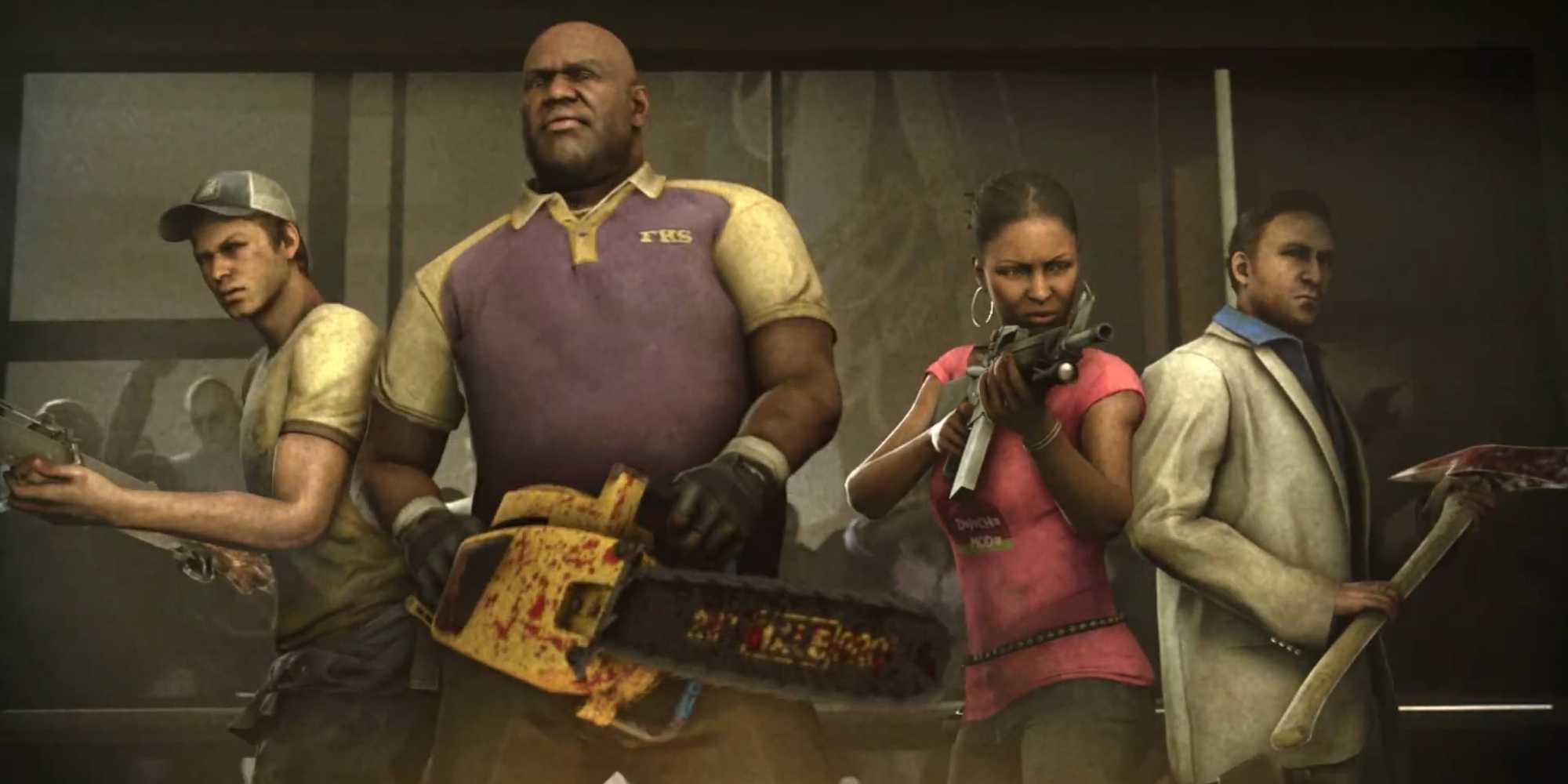 Screenshot of the four survivors in Left 4 Dead 2