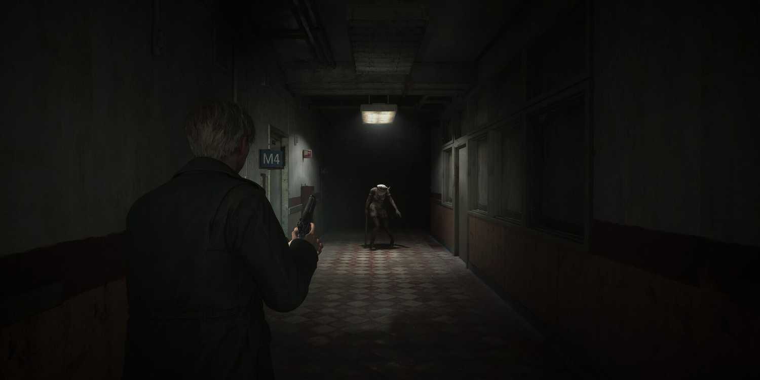 James fighting a nurse in a corridor