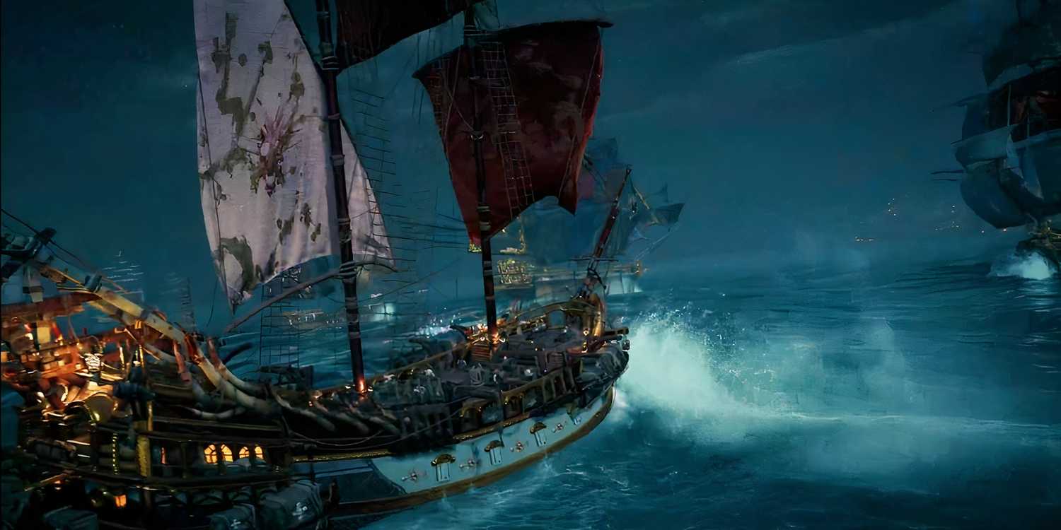A ship battle at night