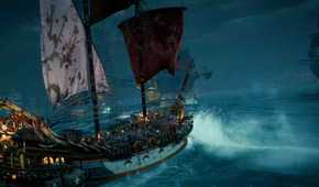 A ship battle at night