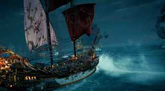 A ship battle at night