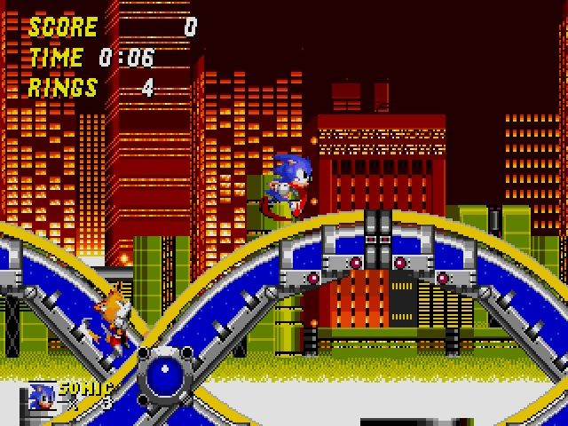 A screenshot of gameplay for Sonic the Hedgehog 2.