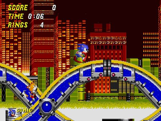 A screenshot of gameplay for Sonic the Hedgehog 2.