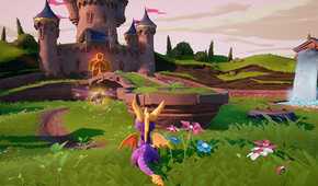 Spyro running towards a castle