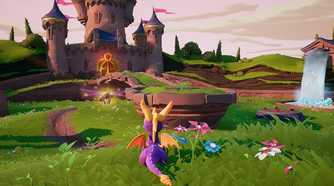 Spyro running towards a castle