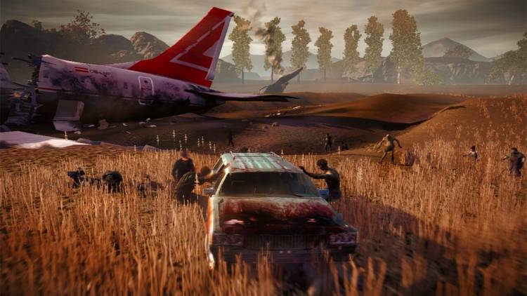 A car driving through a field in State of Decay