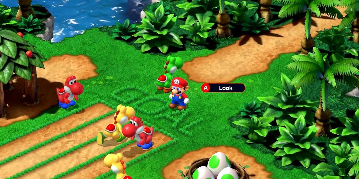 Super Mario RPG Mario grabbing Boo's flag from the GOAL sign.