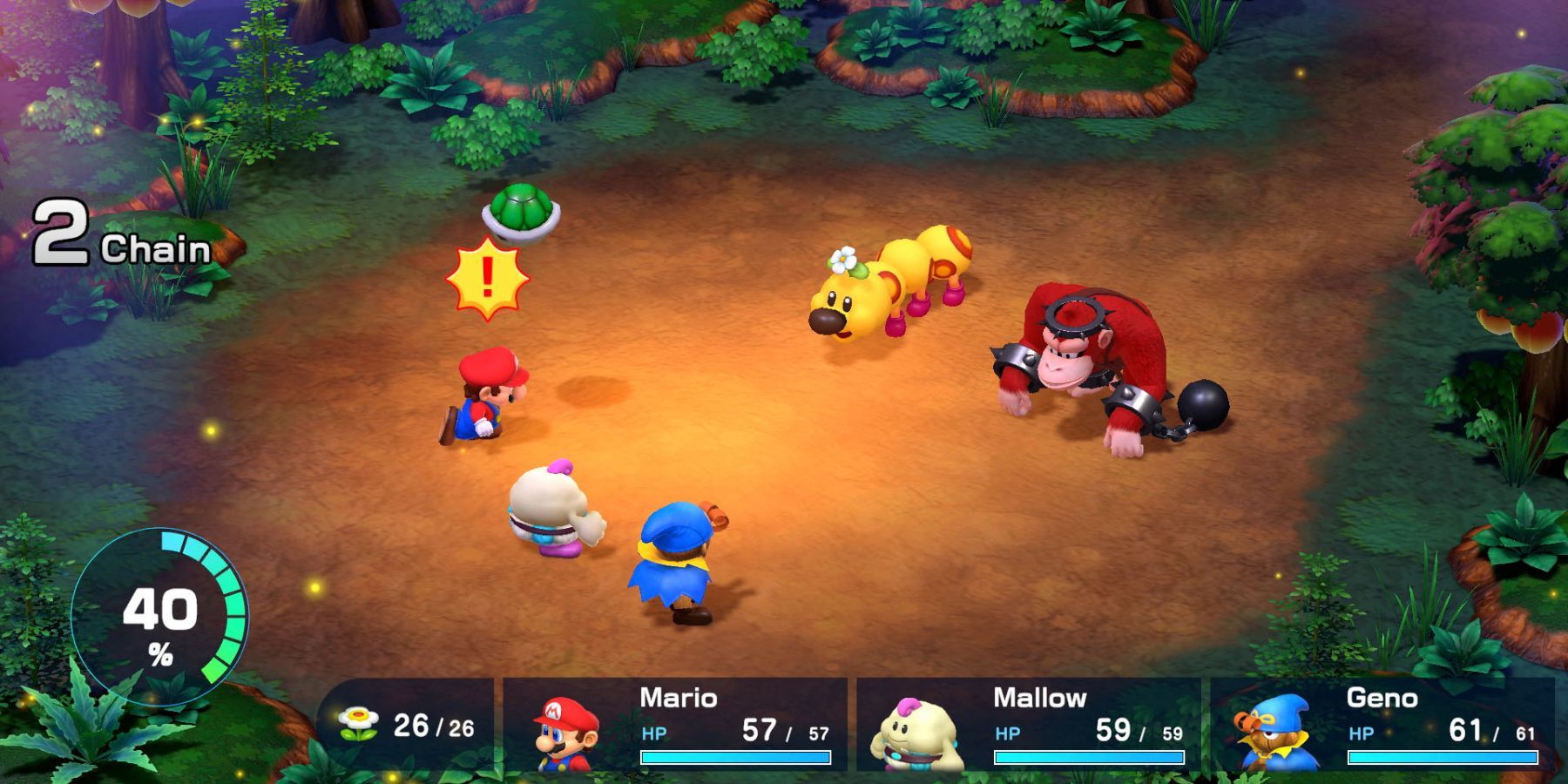 super mario rpg combat in a forest