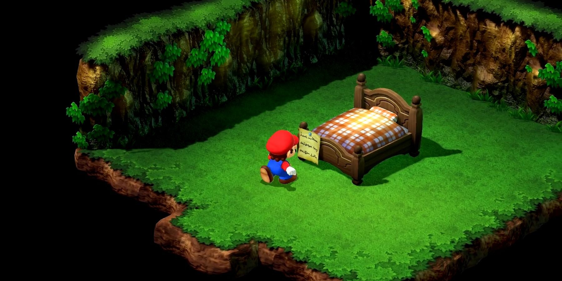 Super Mario RPG Mario Sleeping on bed to begin side quest