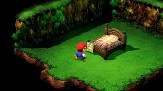 Super Mario RPG Mario Sleeping on bed to begin side quest