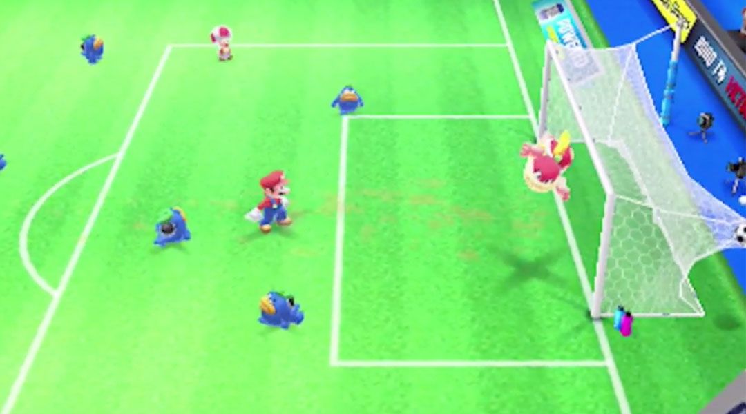 super mario strikers Mario in front of goal