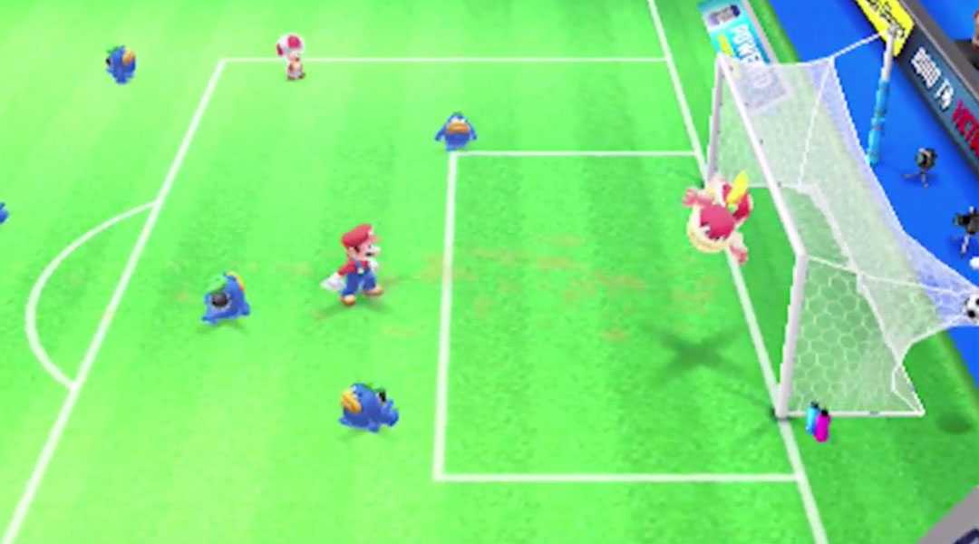 super mario strikers Mario in front of goal