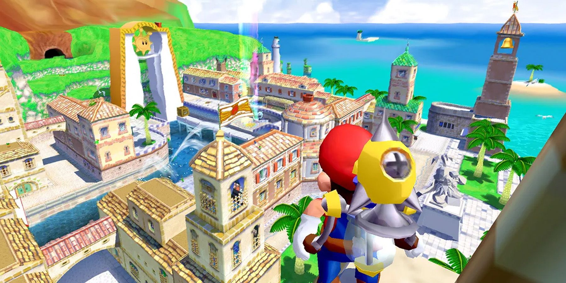super mario sunshine Mario overlooking delfino plaza
