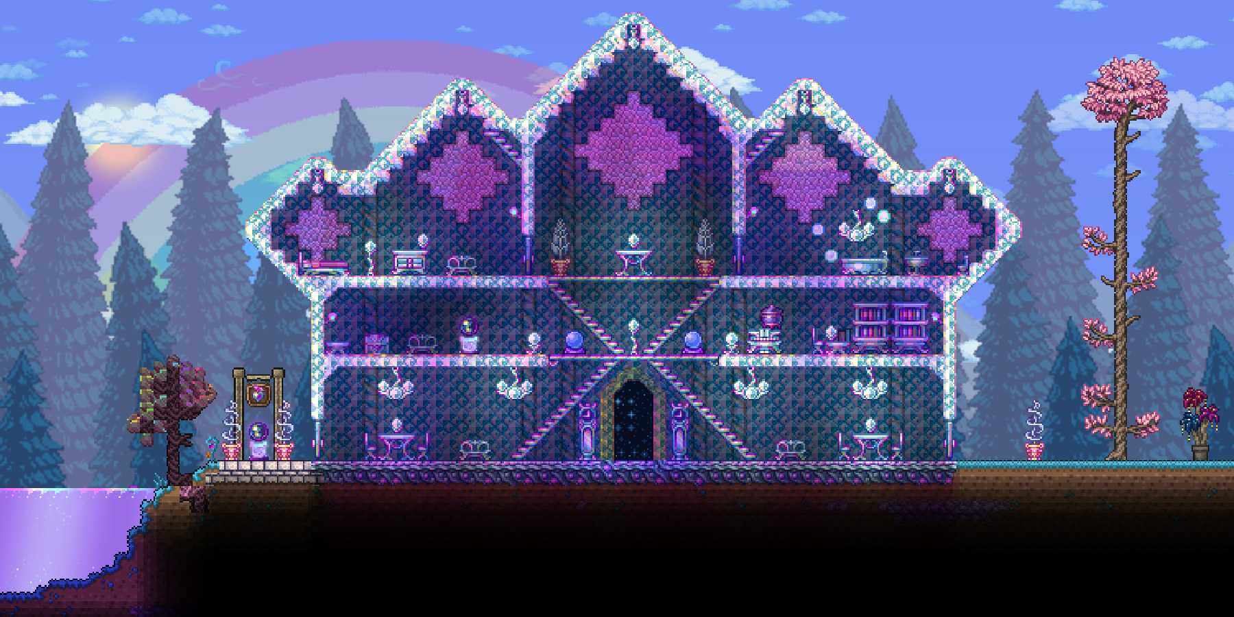 Building a mansion in Terraria