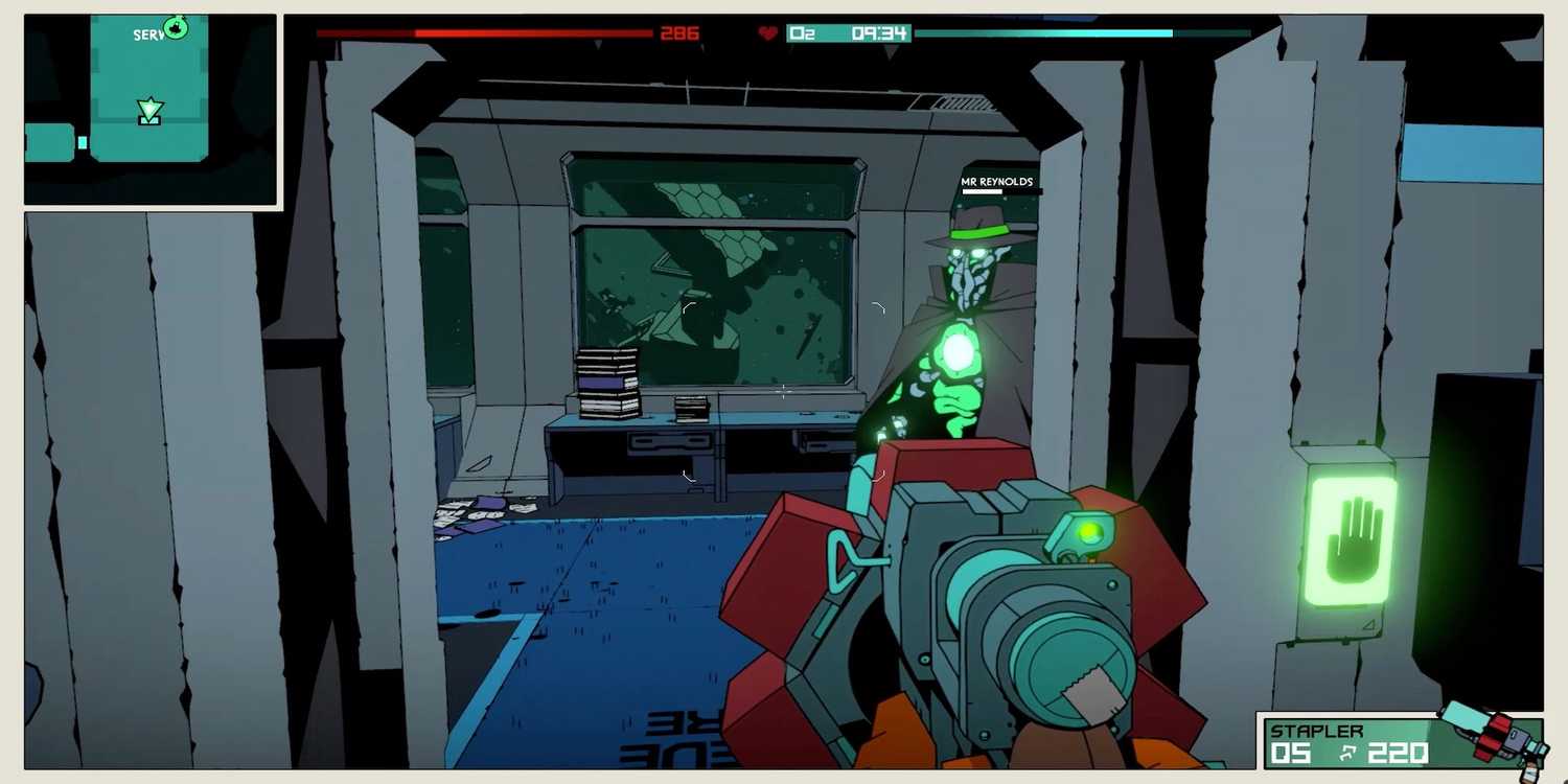Void Bastards sneaking down a hall