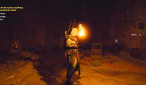 assassin's creed origins Bayek holding a torch in a tomb