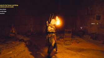 assassin's creed origins Bayek holding a torch in a tomb
