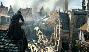 assassins creed unity chilling on a rooftop
