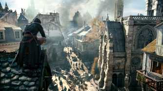 assassins creed unity chilling on a rooftop