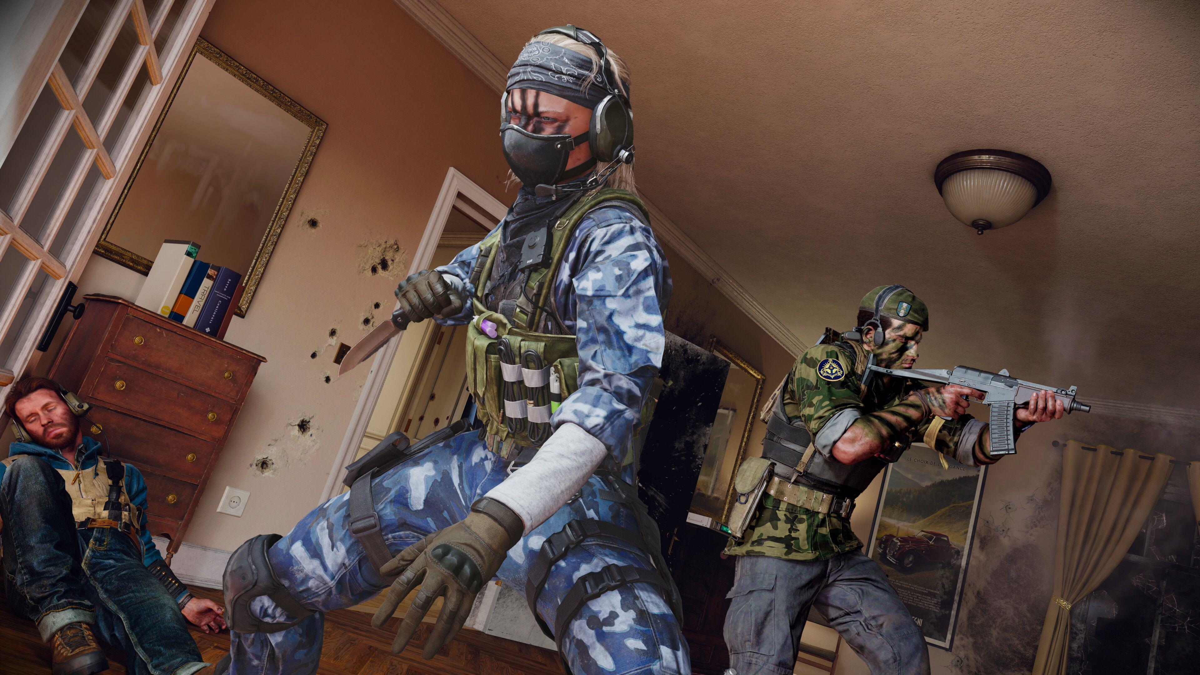 Black Ops 6 operator standing in blue camo