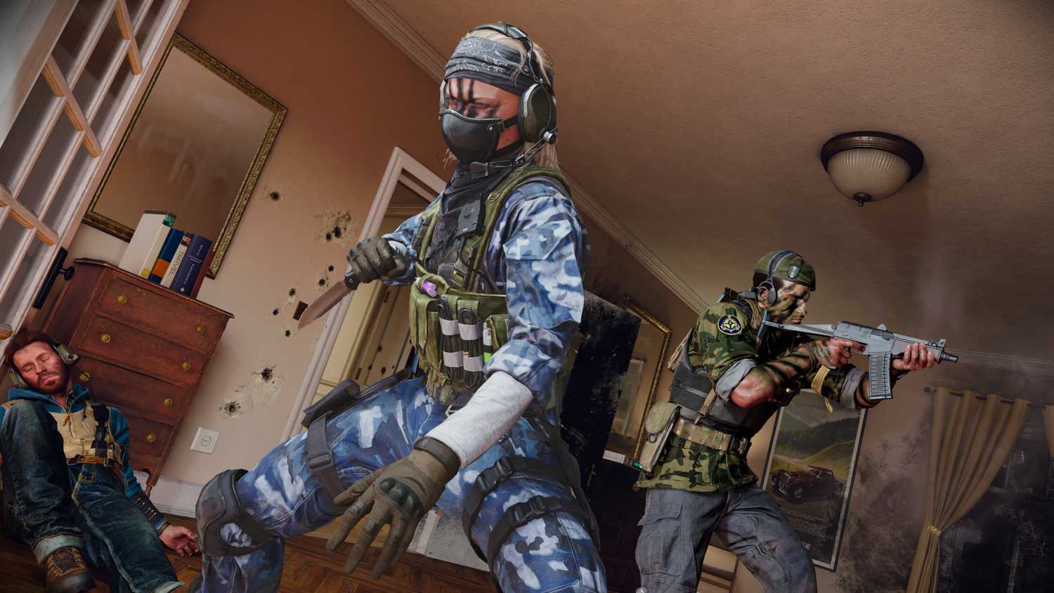 Black Ops 6 operator standing in blue camo