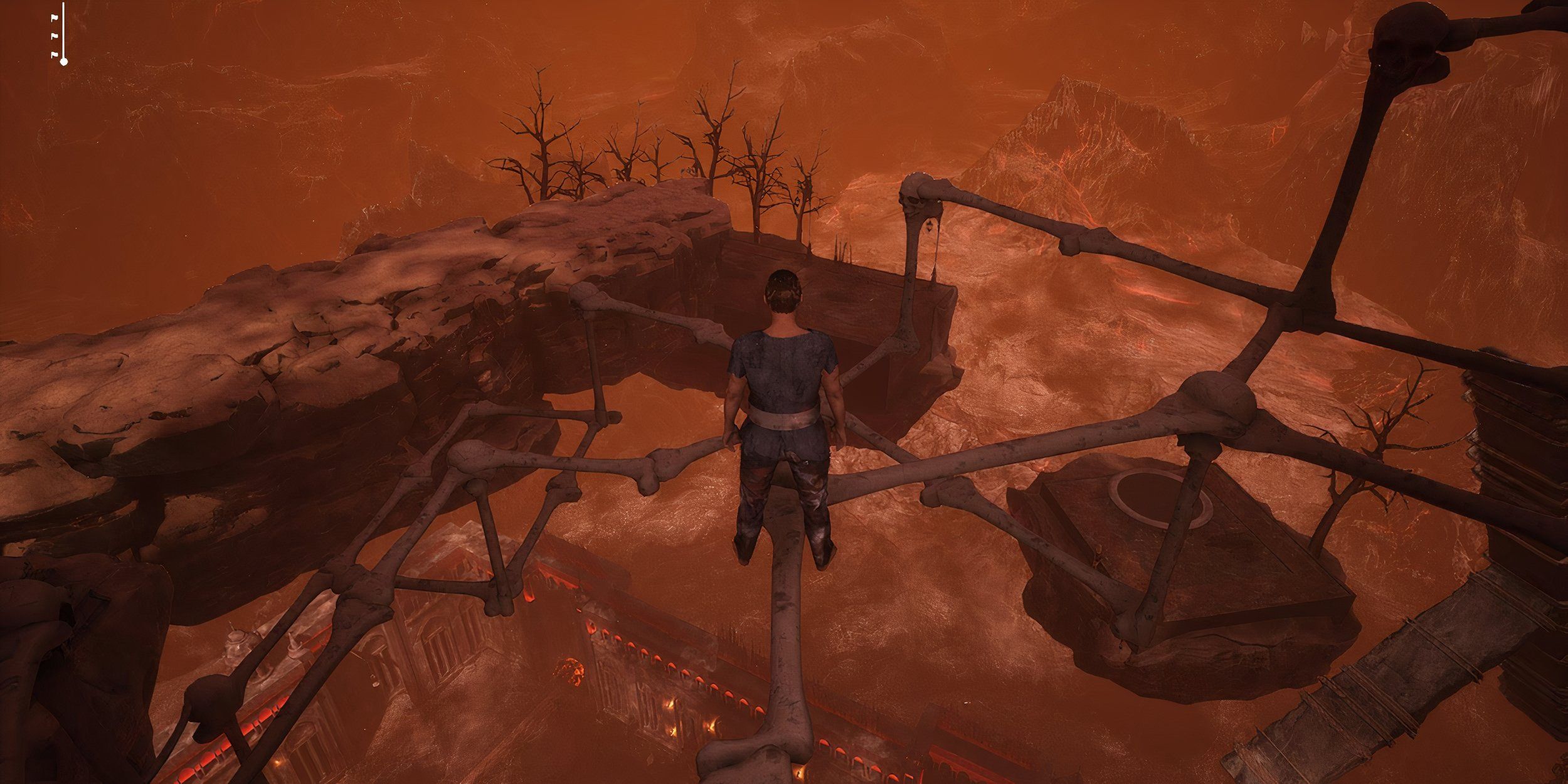 Standing on a thin platform in Chained Together