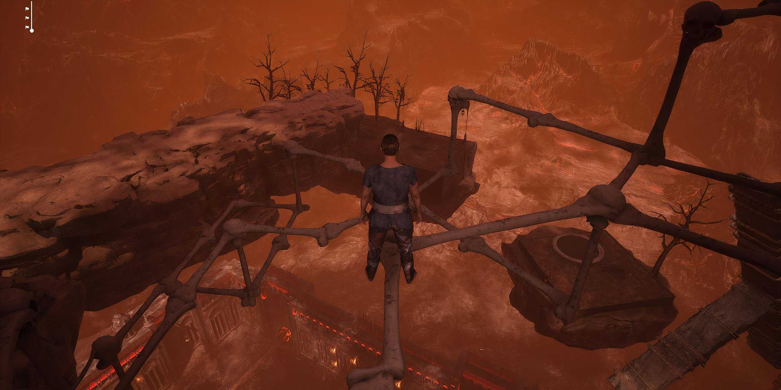 Standing on a thin platform in Chained Together