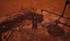 Standing on a thin platform in Chained Together