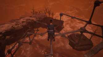 Standing on a thin platform in Chained Together
