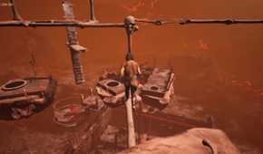 A character leaping to another platform in Chained together