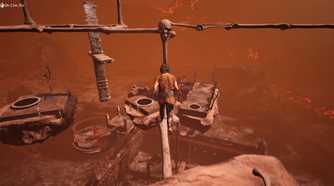 A character leaping to another platform in Chained together