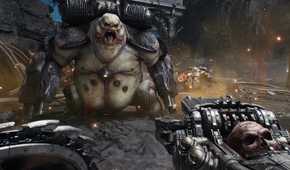 The Skull Crusher Gun being used in Doom: The Dark Ages