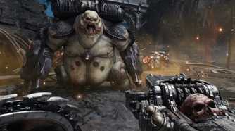 The Skull Crusher Gun being used in Doom: The Dark Ages