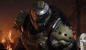 A close up of the Doom Slayer in Doom: The Dark Ages
