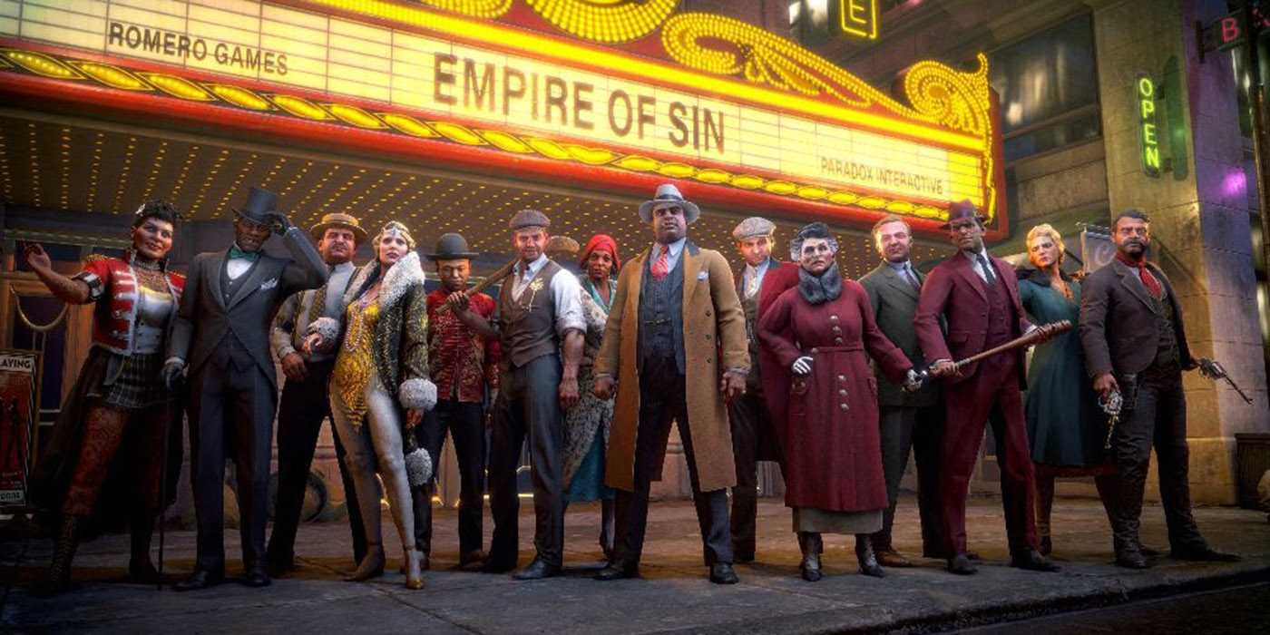 Empire of Sin outside a theater with the game name