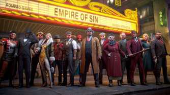 Empire of Sin outside a theater with the game name