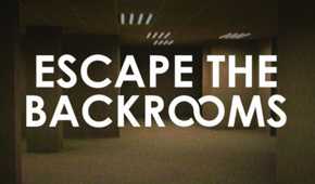 Escape the Backrooms title over a picture of a dimly lit hallway