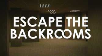Escape the Backrooms title over a picture of a dimly lit hallway