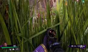 fragpunk gameplay of a Lancer hiding in a patch of grass