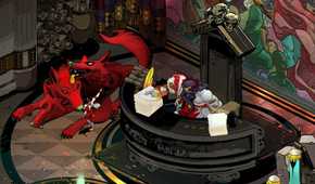 hades Zagreus petting Cerberus