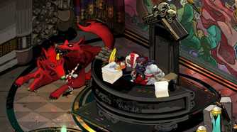hades Zagreus petting Cerberus