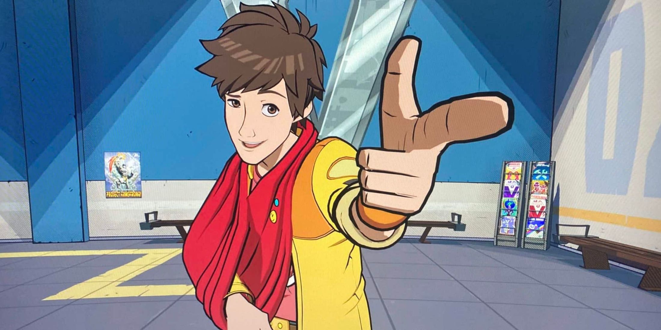 hi-fi rush chai pointing a finger gun