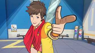 hi-fi rush chai pointing a finger gun