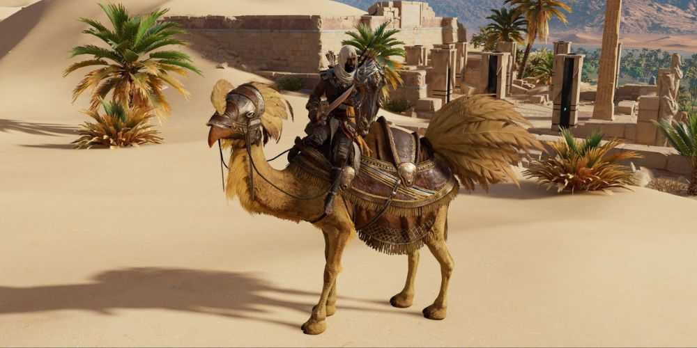 Assassin's Creed Origins Bayek on a camel